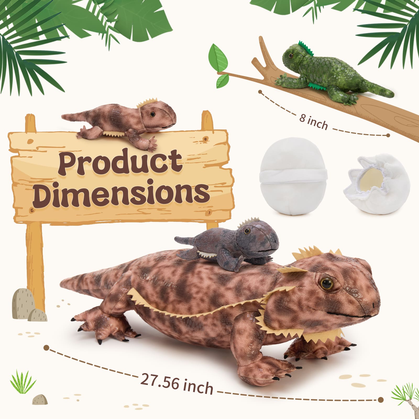 Lifelike Lizard Stuffed Animals Reptile Plush Toys, 27.56 Inches