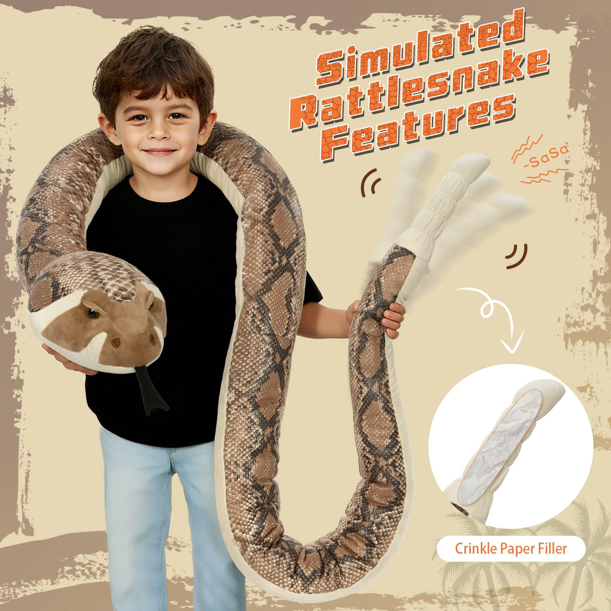 Plush Snake Rack Simulation Rattlesnake Plush Toys 8 Feet Stuffed Snake Toys