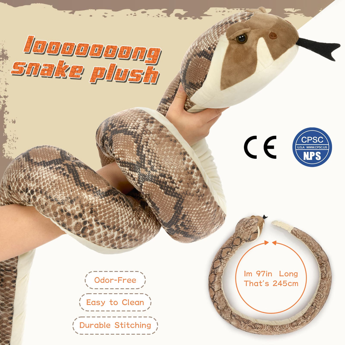 Plush Snake Rack Simulation Rattlesnake Plush Toys 8 Feet Stuffed Snake Toys
