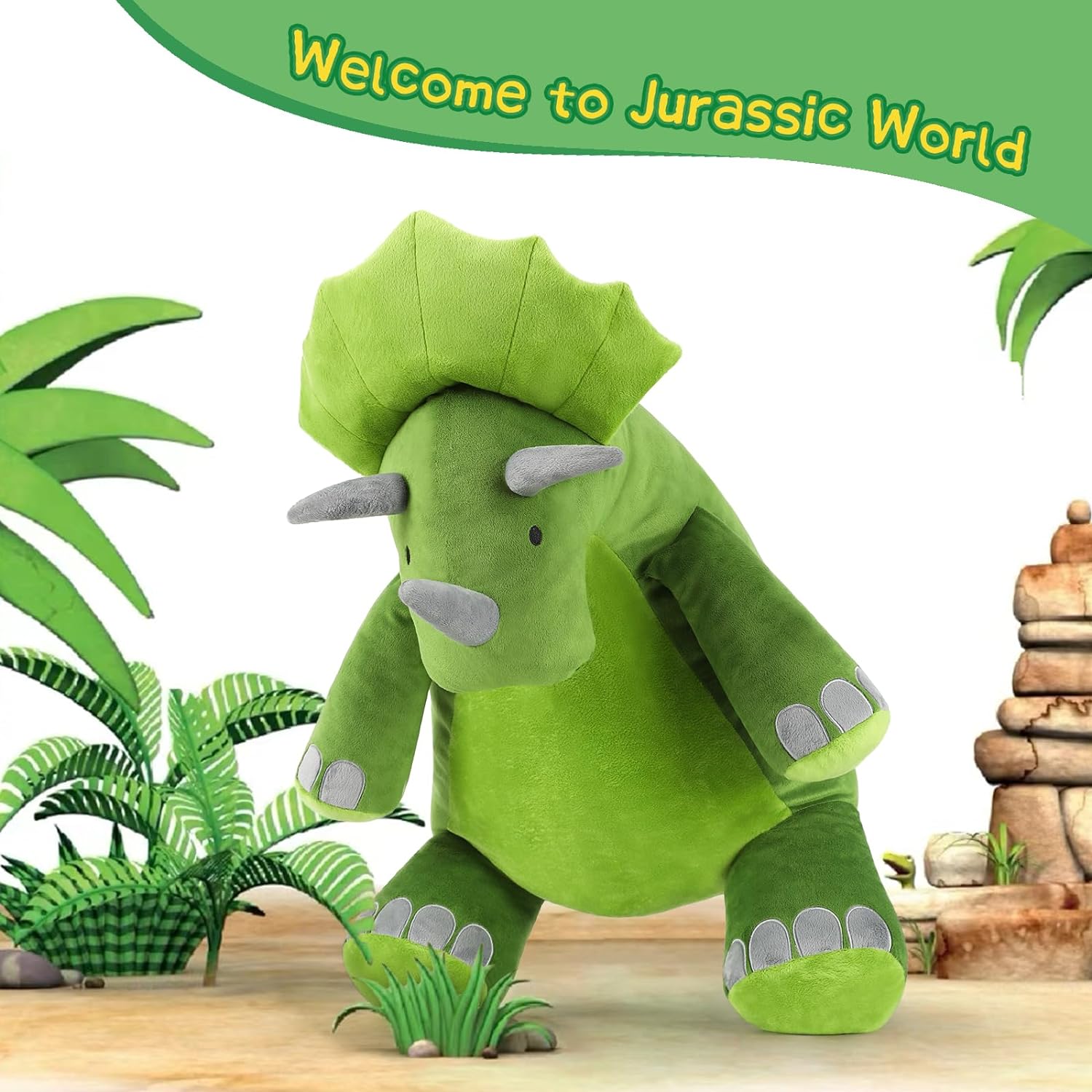 Sitting Dinosaur Stuffed Animal Toy, Green, 27 Inches