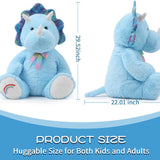 Sitting Triceratops Plush Toy, Blue,  29.5 Inches
