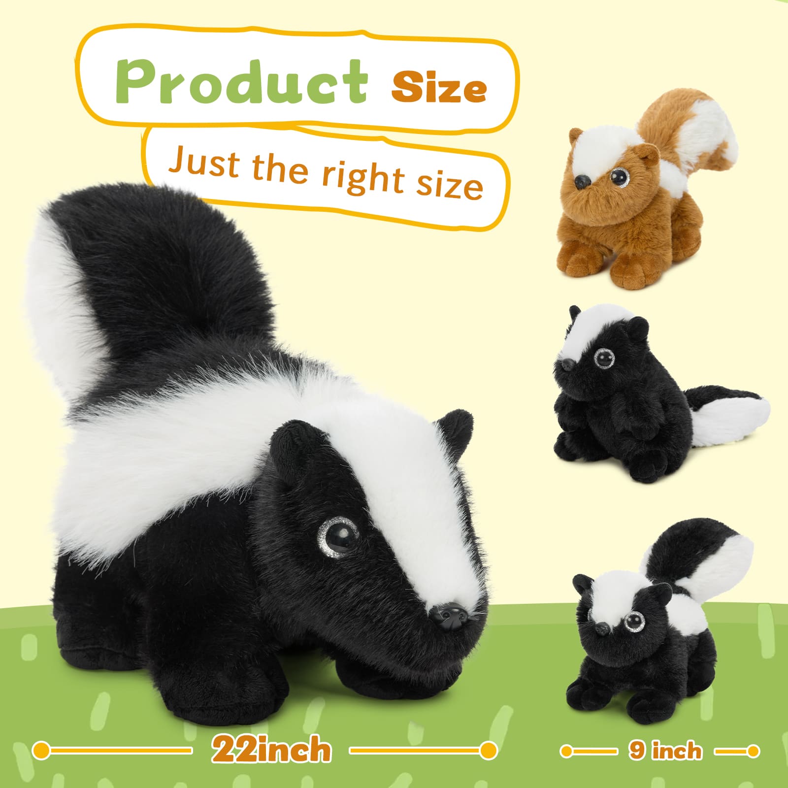 Skunk Stuffed Animals with Babies Inside the Belly, 22 Inches