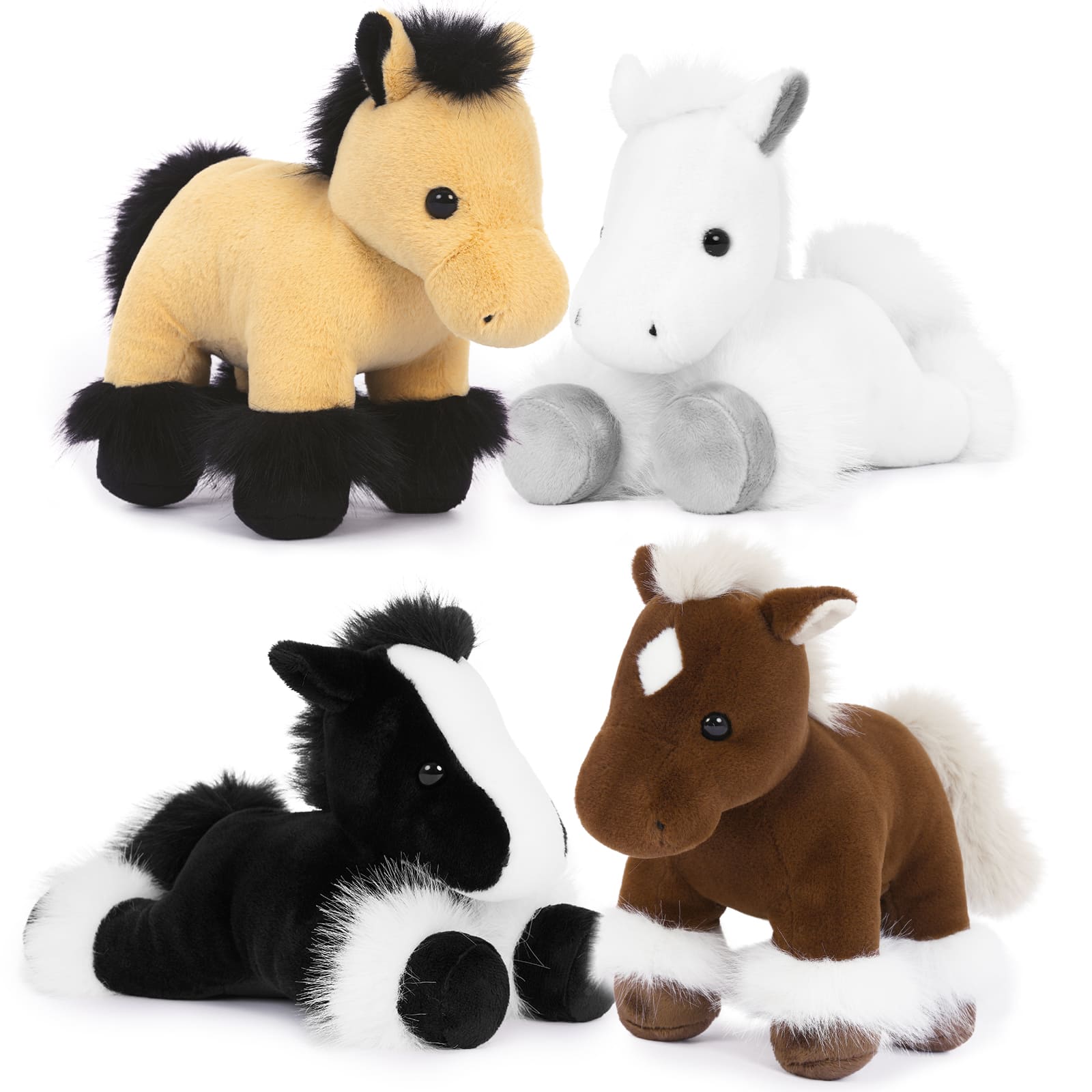 4 Pcs Bulk Horse Stuffed Animals Pony Plush Toys, 10.2 Inches