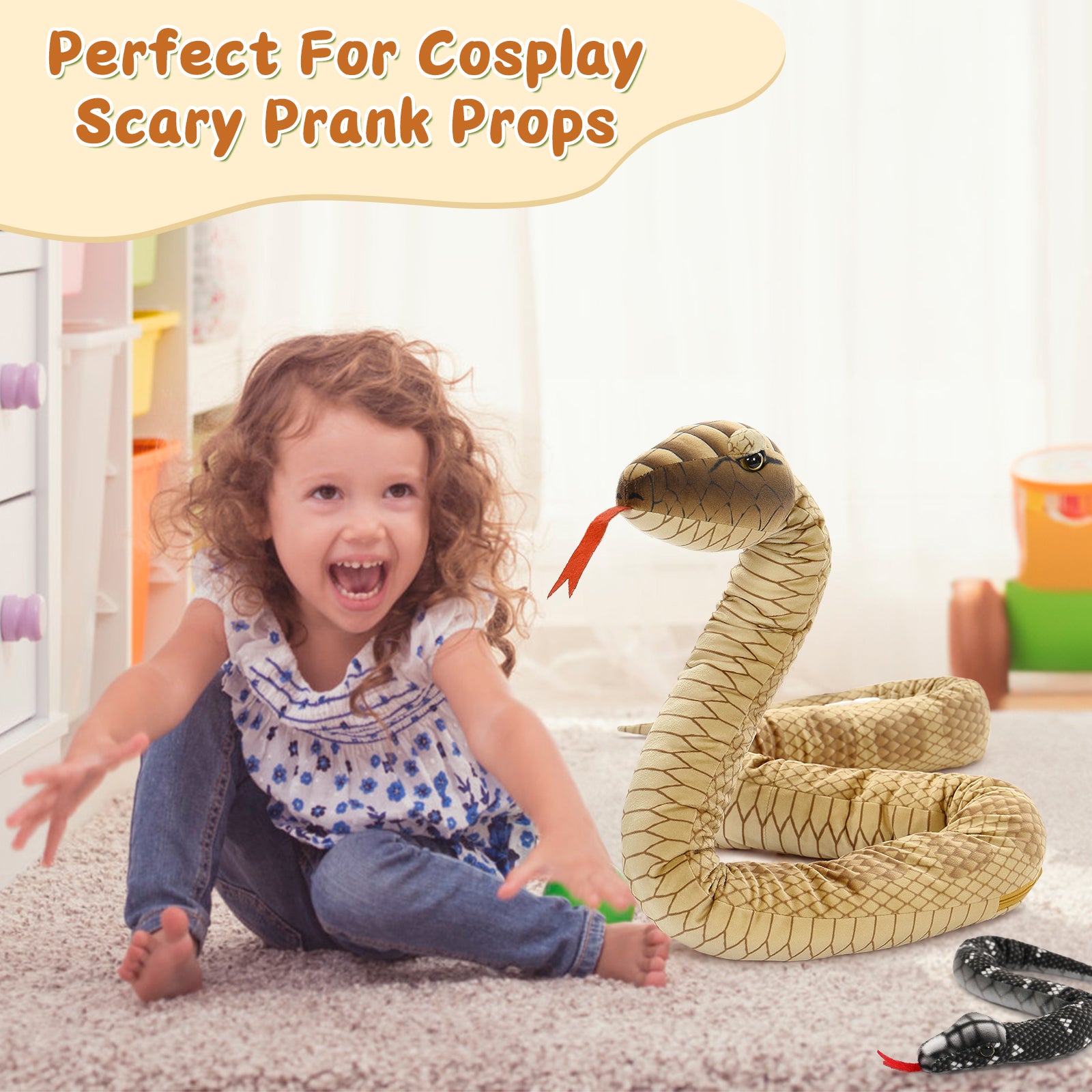 Snake Stuffed Animal Toy Set, Brown, 79 Inches - MorisMos Jungle Stuffed Animals - Wild Animal Plush Toys