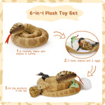 6 Pcs Realistic Snake Stuffed Animals - Snake Stuffed Animal Babies with Their Mom - Simulation Python Plush Dolls for Girls Boys - Stuffed Animals with Babies Inside - Cool Boa Plush Toys - Creative Christmas/Birthday/Halloween Gift for Kids Teens Adults - MorisMos Jungle Stuffed Animals - Wild Animal Plush Toys