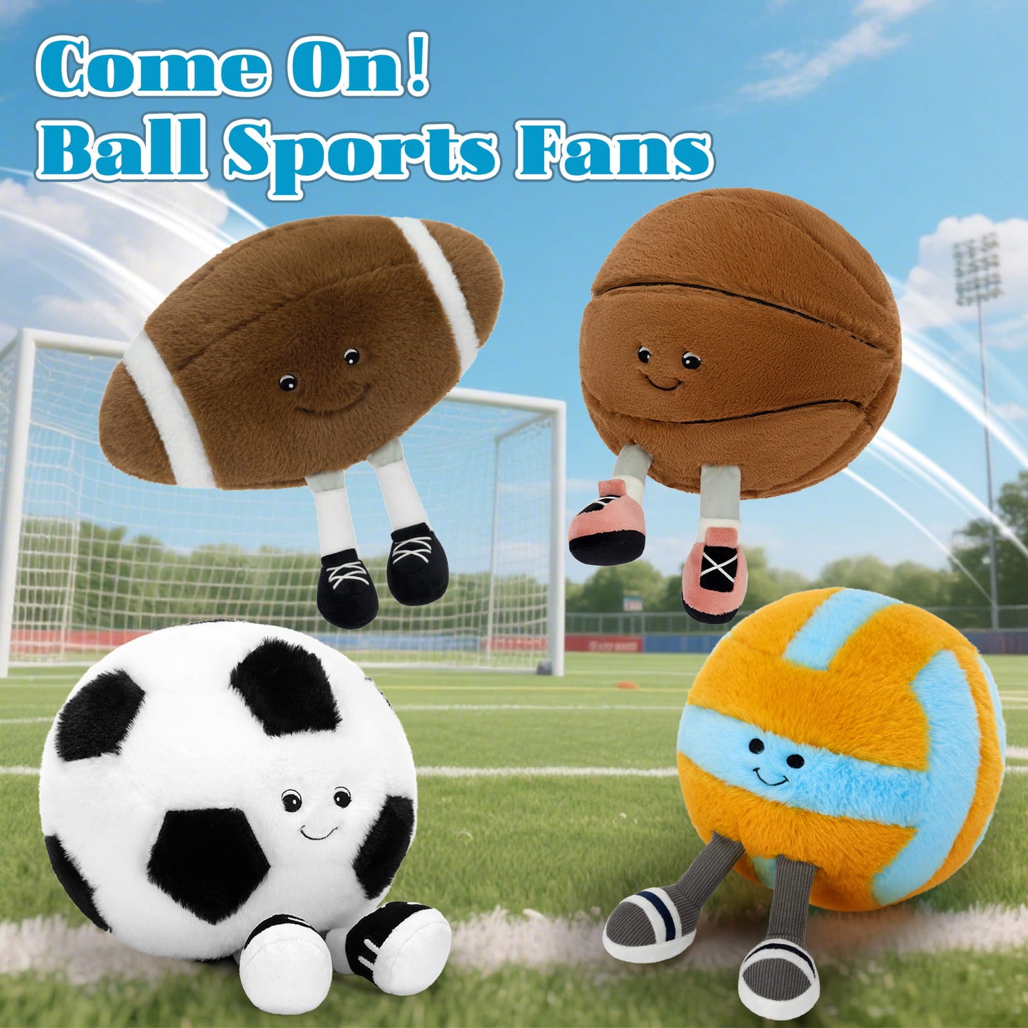 Soft plush football pillow with legs – cute sports-themed stuffed toy for birthdays, holidays, and gifts