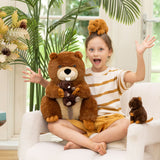Lifelike Beaver Plush Toy with Three Baby Beavers 14.96 Inch