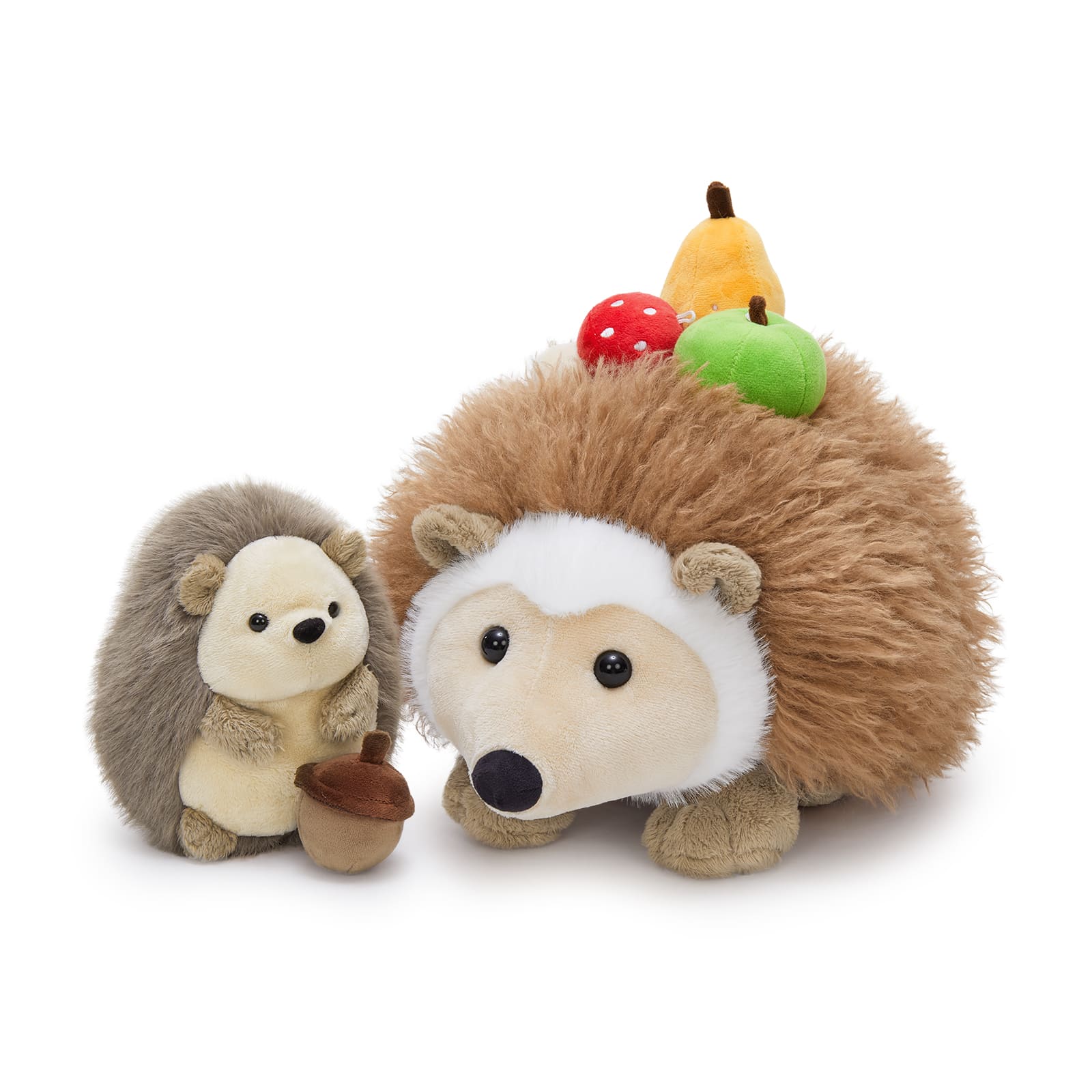 15.7 Inch Hedgehog Plush Toy with Baby and Four Mini Food Plushies