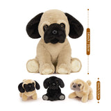 13.78 Inch Pug Plush Toy with Four Puppies Soft Stuffed Animal