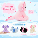 Glow in the Dark Axolotl Plush Toy Set 15.7 Inch Pink Axolotl Stuffed Animal