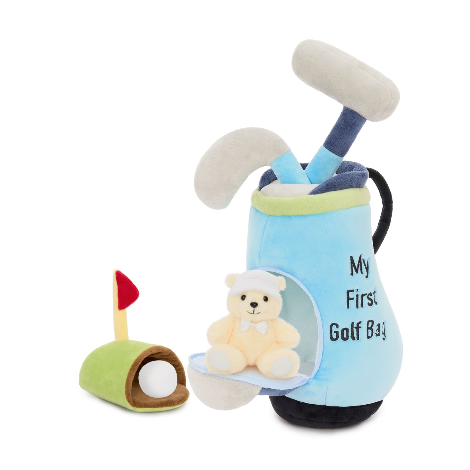 Soft Golf Toy Set with Golf Bag, Clubs, Ball, Hole & Teddy Bear Golfer