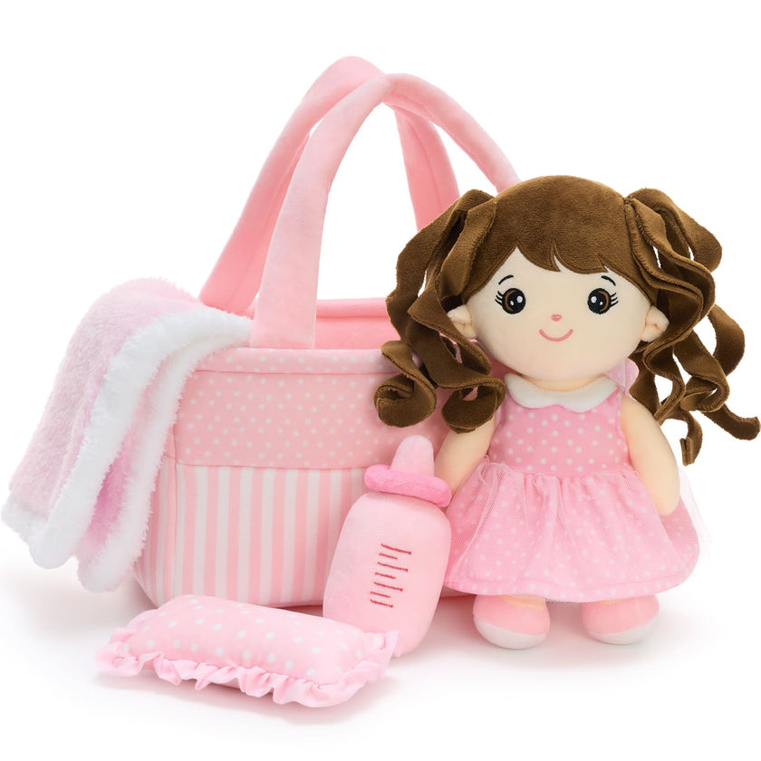 Soft Rag Doll Plush Toy with Accessories – Baby Doll Gift Set