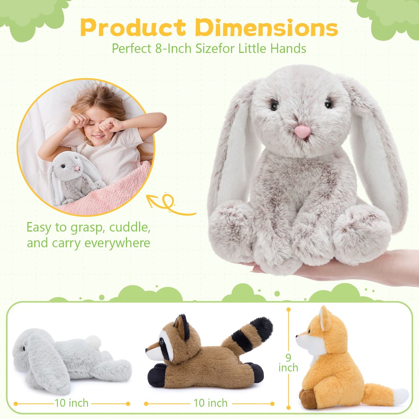 Premium woodland stuffed animals set with six plush forest animals designed for babies and toddlers ideal for cuddling imaginative play baby gifts and nursery decor