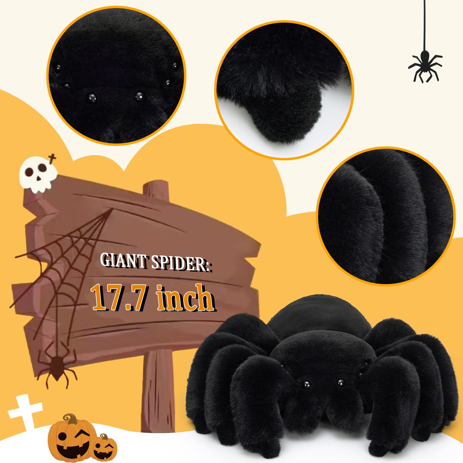Large Realistic Spider Plush Toy 17.7" Stuffed Tarantula Toy