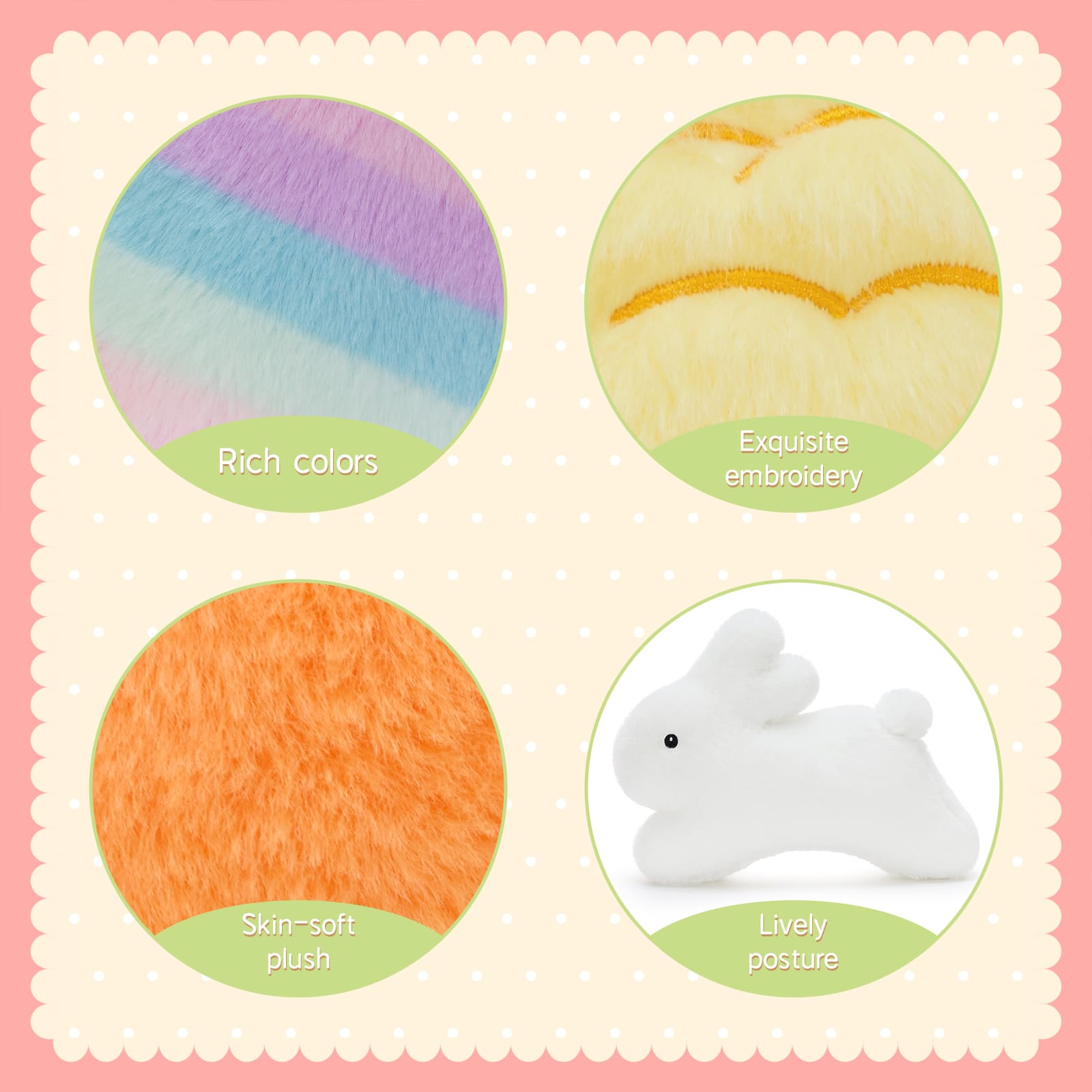Easter Plush Toy Set – Bunny, Chick, Carrot & Colorful Easter Egg Stuffed Animals