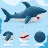 39-Inch Cuddly Shark Plush Pillow Ocean Stuffed Animal
