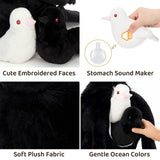 Realistic Crow Plush Toy Set with Three Squeaky Baby Crows