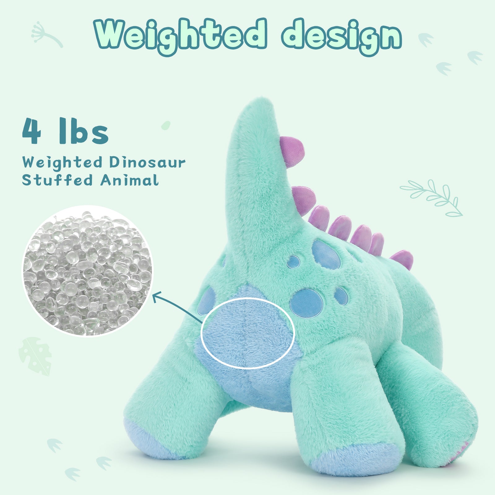 Stegosaurus Stuffed Animals - Dinosaur Plush Toys, 24 Inches - Cute Cartoon Dinosaur Plush Pillows - Weighted Throw Pillows- Birthday/Christmas/Easter/Thanksgiving/Valentine's Day Gift - Jurassic Park Toys For Kids Teens Adults 