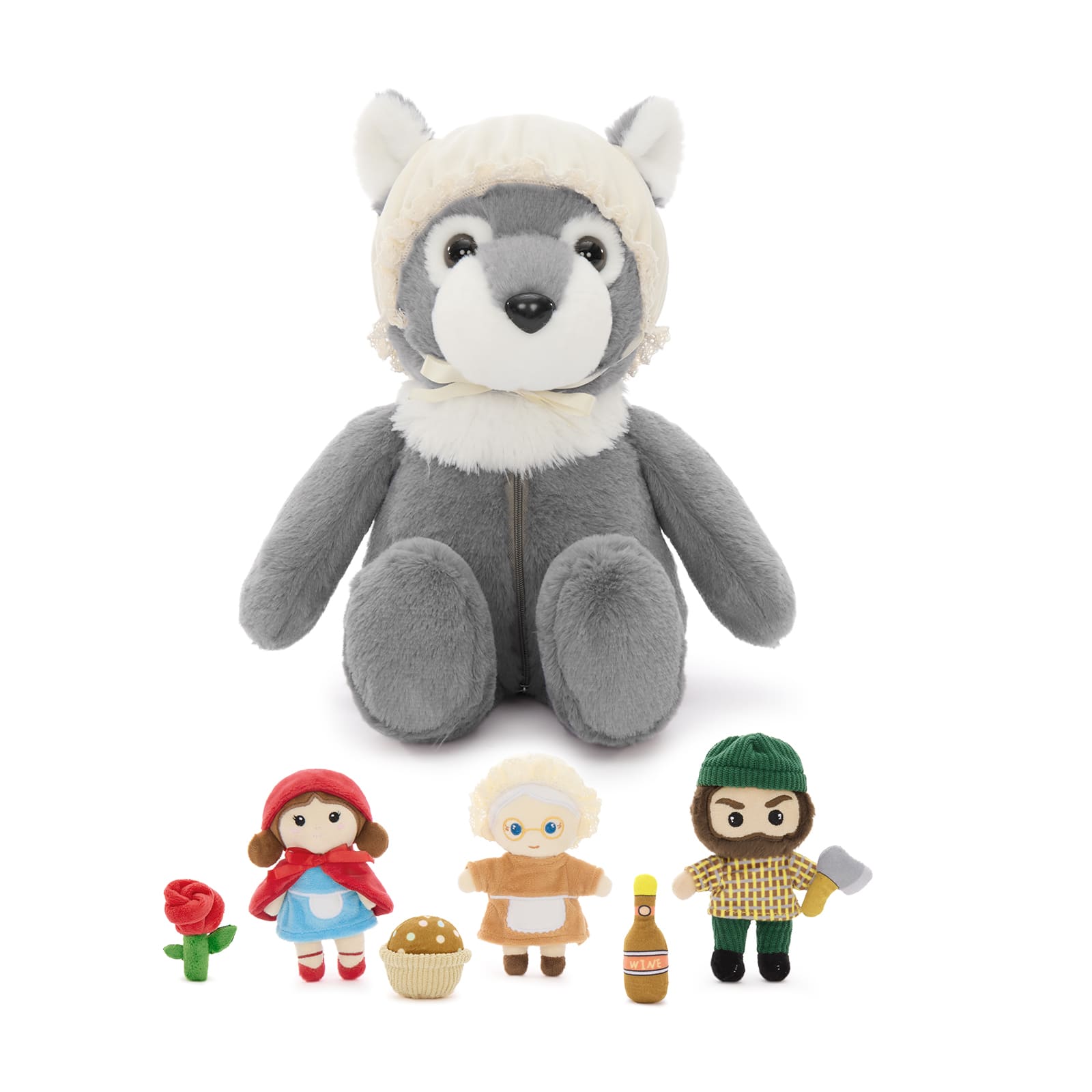 Storybook Character Plush Toy Set – Little Girl, Grandma, Hunter & Wolf Stuffed Dolls