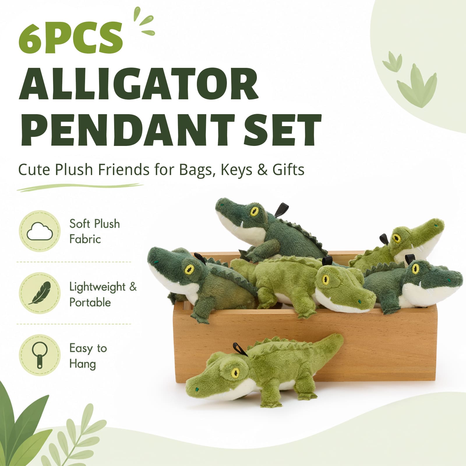 Crocodile Plush Keychains Mini Alligator Stuffed Animal Toy Bundle, 5.1 Inches