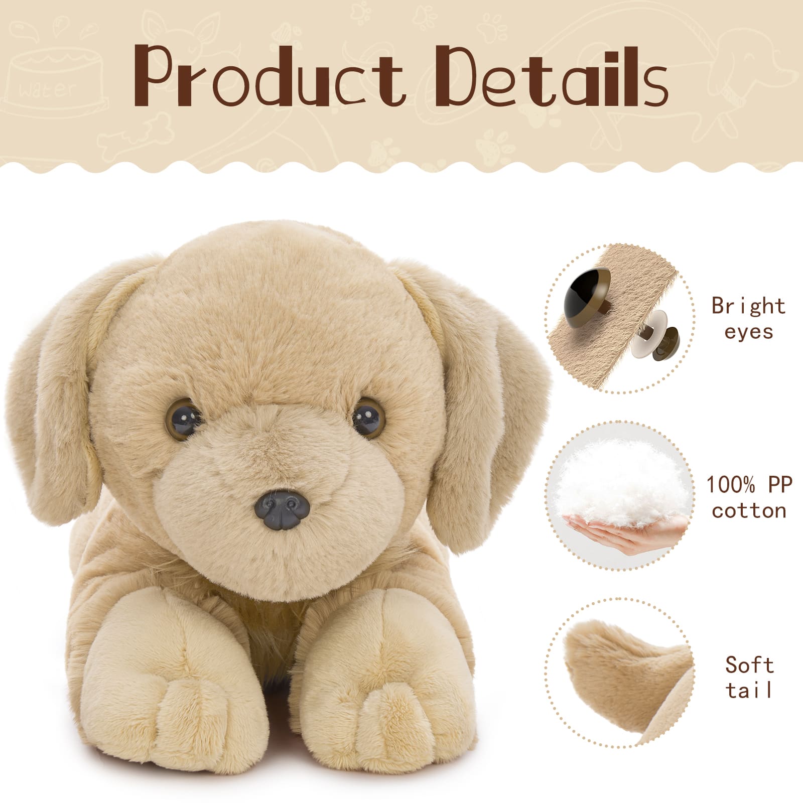 Golden Retriever Stuffed Animals, Light Brown, 18 Inches
