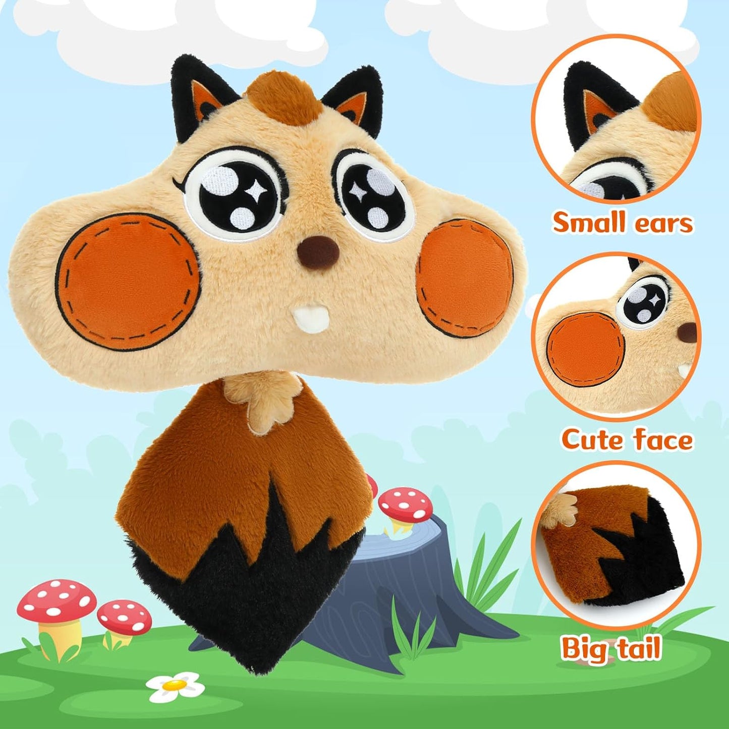 Cute Big Head Squirrel Plush Toy, 17 Inches