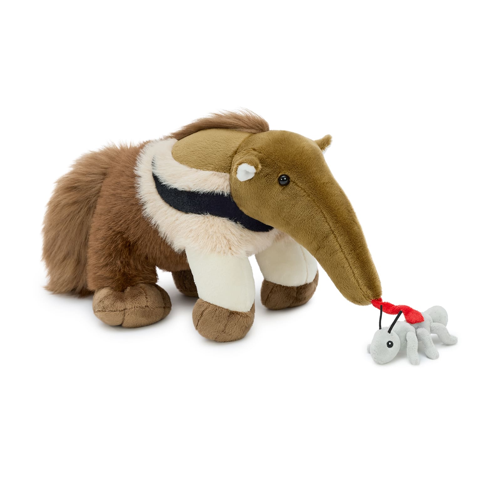 18 Inch Stuffed Anteater with Three Mini Ant Plush Toys