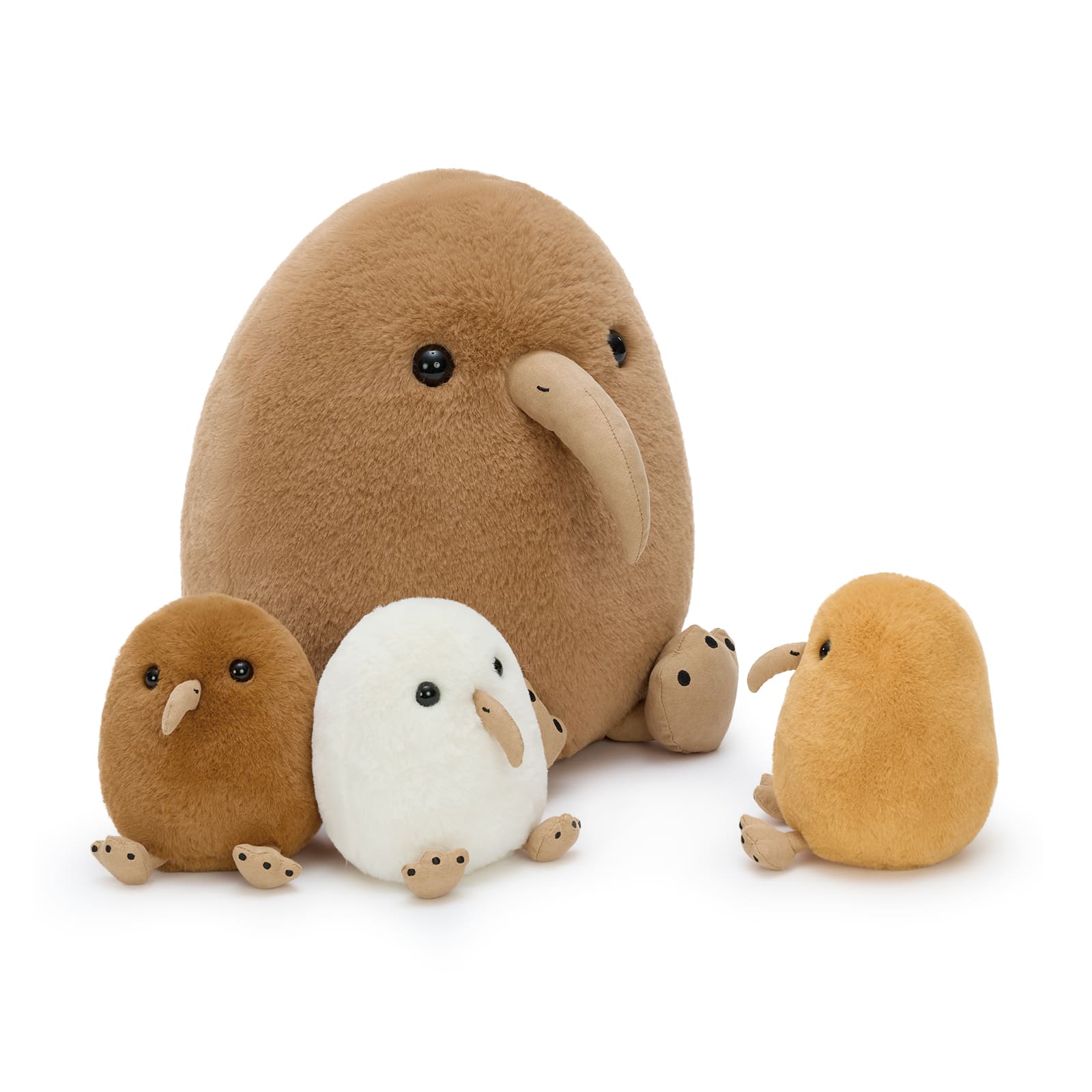 12 Inch Kiwi Bird Stuffed Animal with Three Kiwi Babies