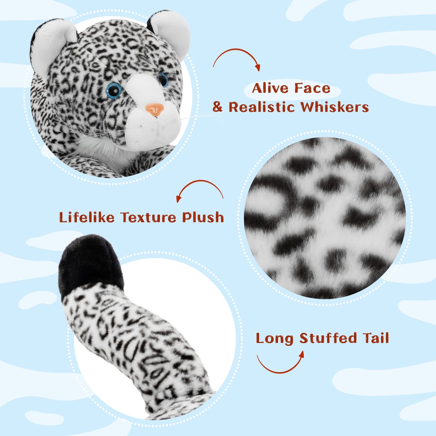 Giant Leopard Stuffed Animals Jungle Plush Toys, 47 Inches