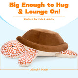 Brown Stuffed Turtle Toys - Large Turtle Plush Toys - 30 Inches Plush Turtle Toys - Large Turtle Plush Pillows - Ocean Animal Plushies - Free Shipping Now