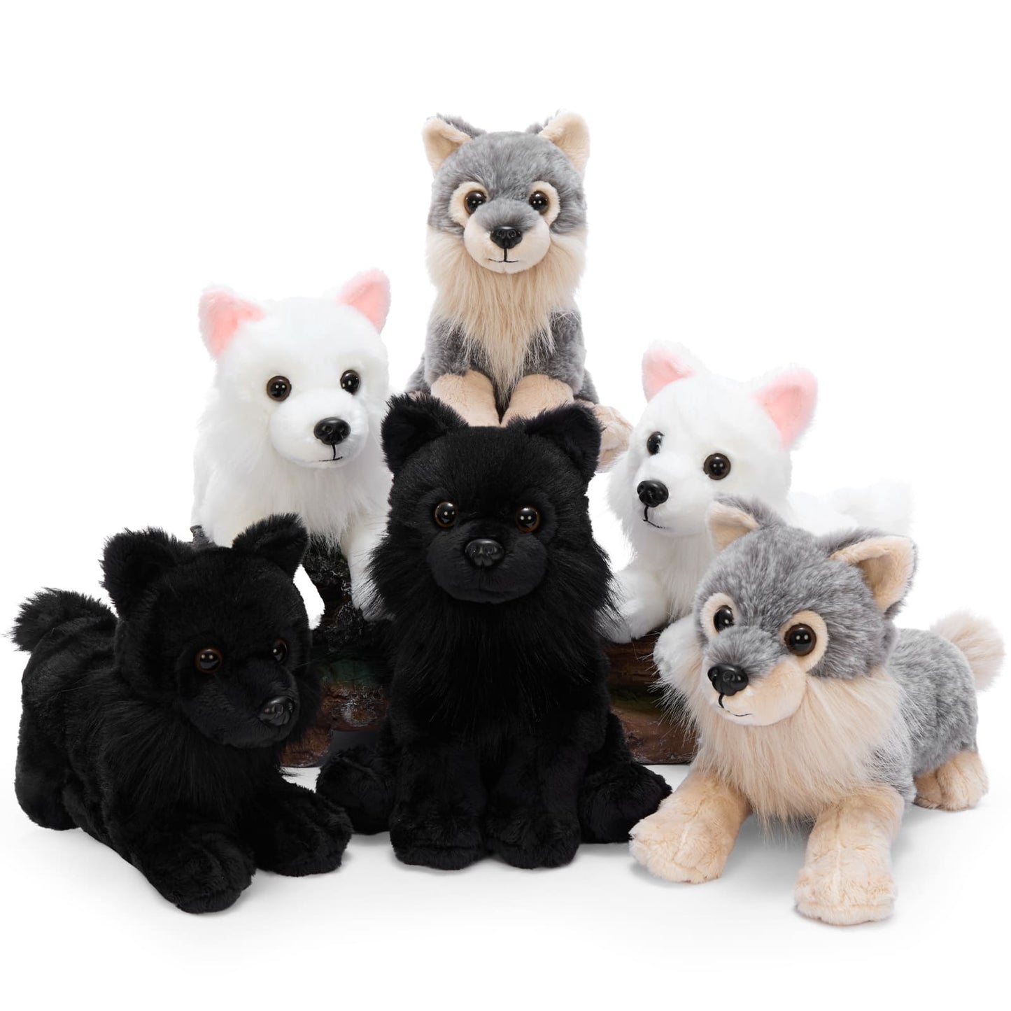 High-quality wolf plush toy showing detailed stitching, soft stuffing, and lifelike wolf features, ideal as a birthday gift, holiday present, or comforting bedtime companion for children.