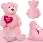 Life Size Teddy Bear Stuffed Animals - 5 Foot/6 Foot Fluffy Teddy Bear Plush Toys - Giant Pink Teddy Bear Plush Dolls - Valentine's Day Teddy Bear&Vday Gift for Girlfriend Boyfriend - Teddy Bear Theme Baby Shower - Christmas/Birthday Gift for Her/Him - Pink Teddy Bear Plush Pillow