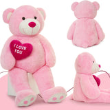 Life Size Teddy Bear Stuffed Animals - 5 Foot/6 Foot Fluffy Teddy Bear Plush Toys - Giant Pink Teddy Bear Plush Dolls - Valentine's Day Teddy Bear&Vday Gift for Girlfriend Boyfriend - Teddy Bear Theme Baby Shower - Christmas/Birthday Gift for Her/Him - Pink Teddy Bear Plush Pillow