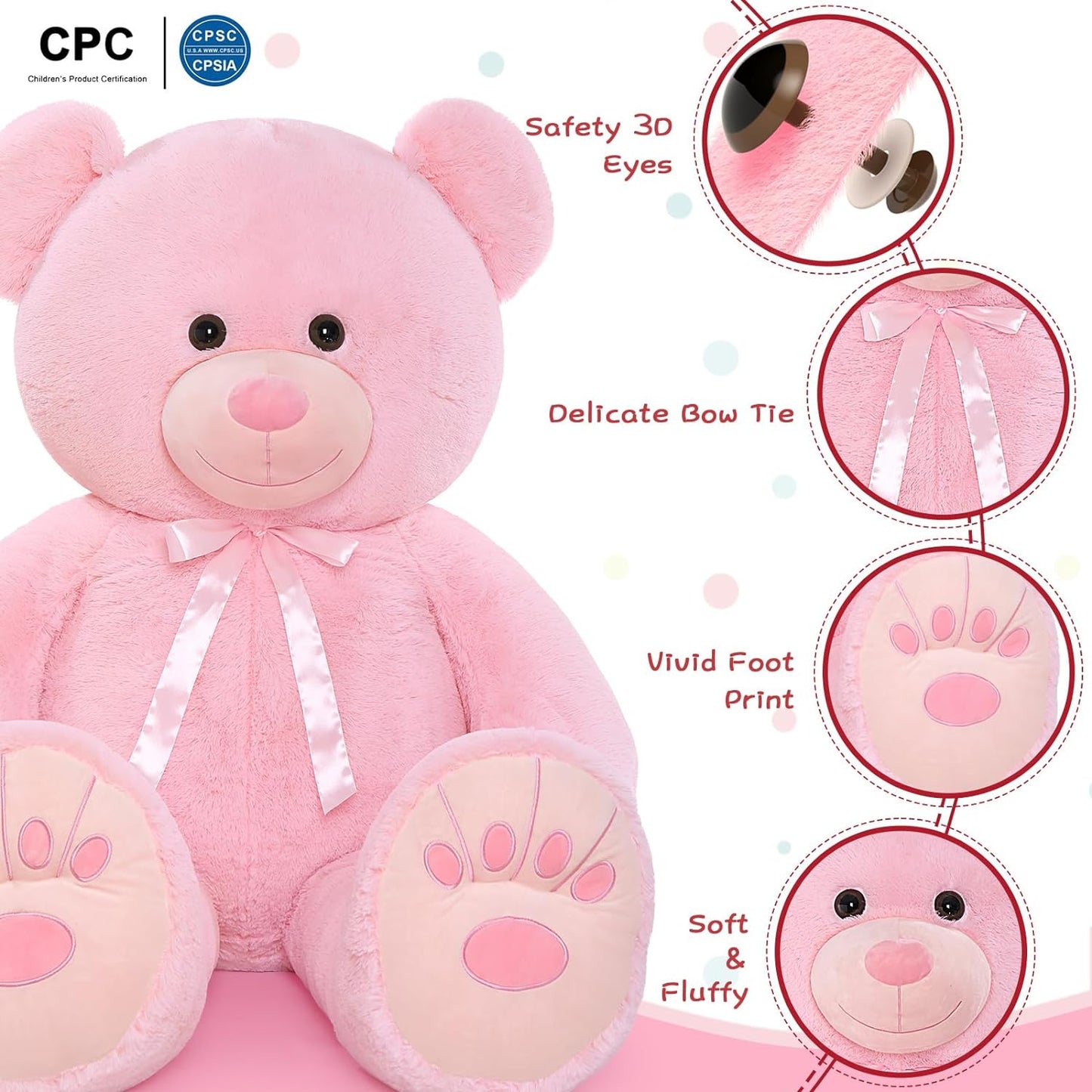 Pink Teddy Bear Stuffed Animals, Stuffed Bear Plush, Cute Stuffed Animals, Giant Teddy Bears for Kids Baby Toddlers Girlfriend, Gifts for Valentine's Day/Birthday/Christmas, MorisMos Stuffed Animals, Baby Shower Teddy Bears