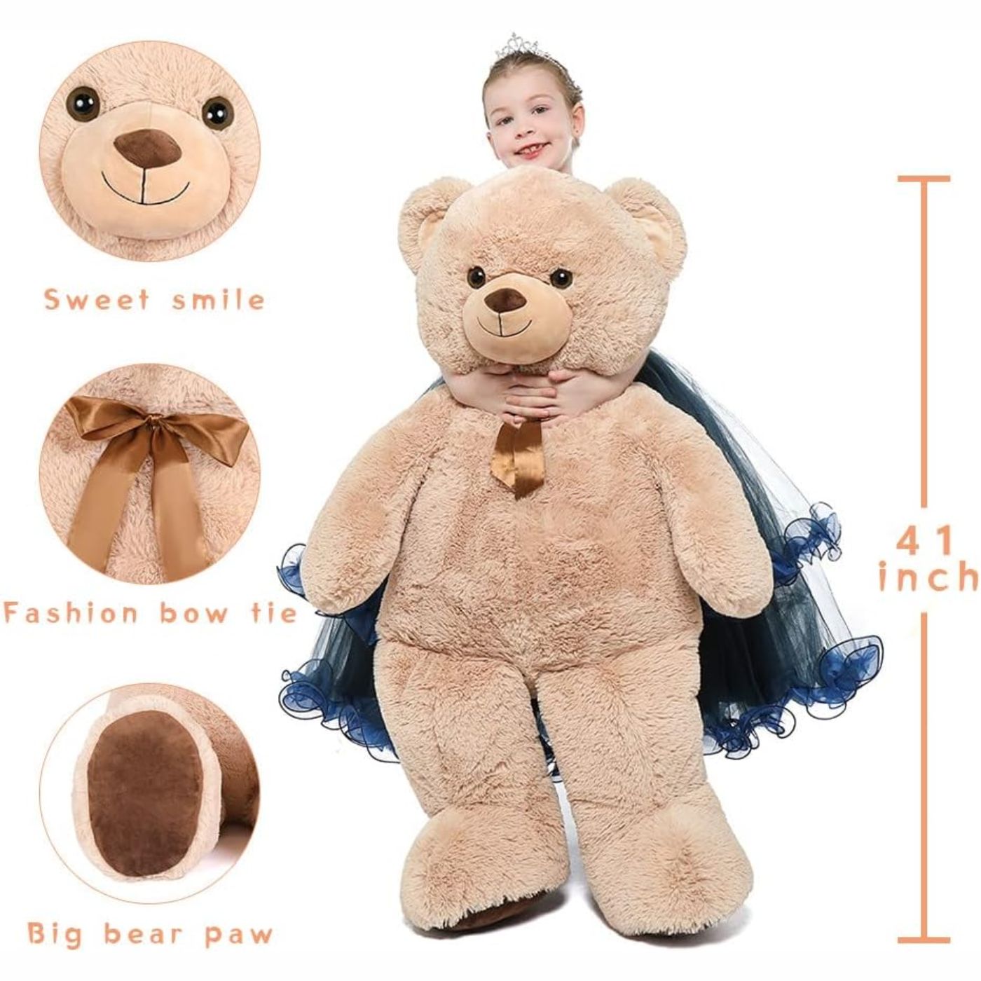MorisMos Stuffed Animals - Giant Light Brown Teddy Bear Plush Toys - 41 Inches Teddy Bear Plush Dolls - Valentine's Day Teddy Bears&Gifts for Boyfriend/Girlfriend - ' We Can Bearly Wait' Teddy Bear Theme Baby Shower Decor Ideas - Gender Reveal Party Teddy Bear Decorations -Birthday/Christmas/Graduation Gift for friends - Romantic Anniversary Gift for Wife/Husband