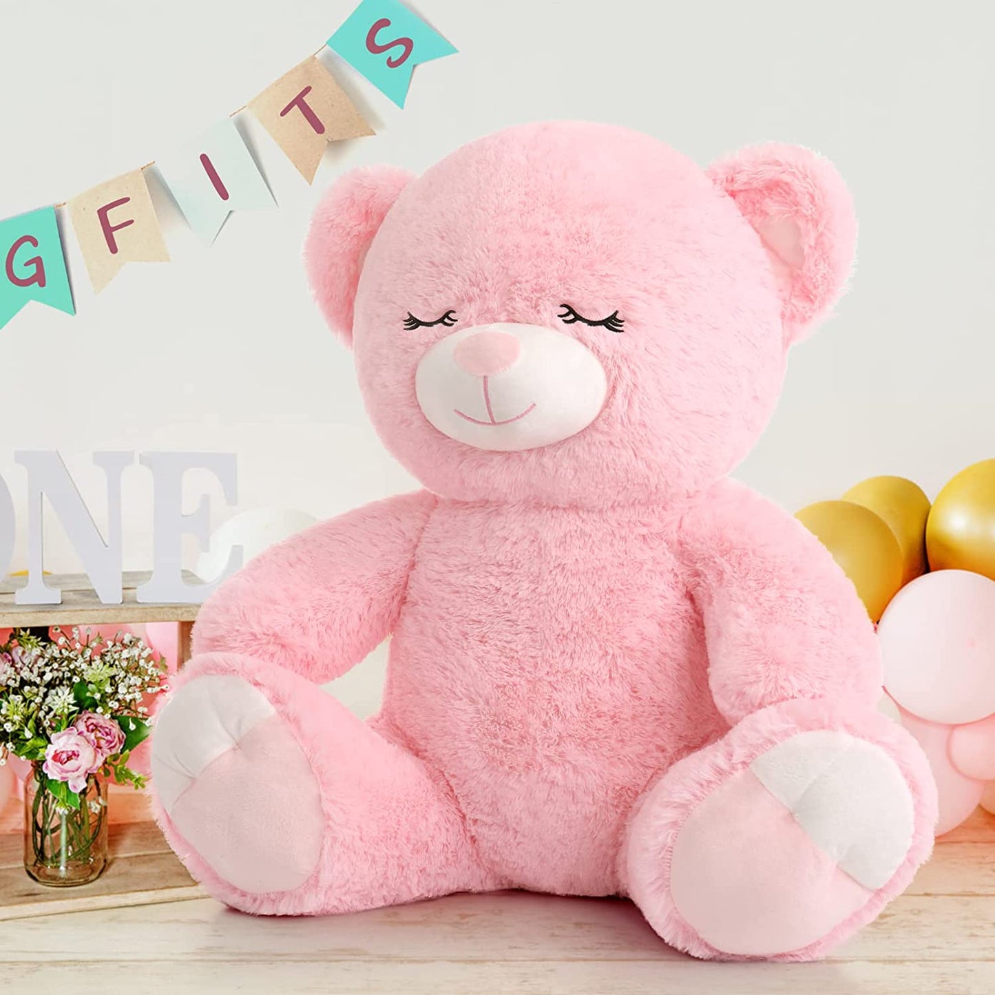 Teddy Bear Stuffed Animal Toy, Pink, 23.6 Inches - MorisMos Plush Toys