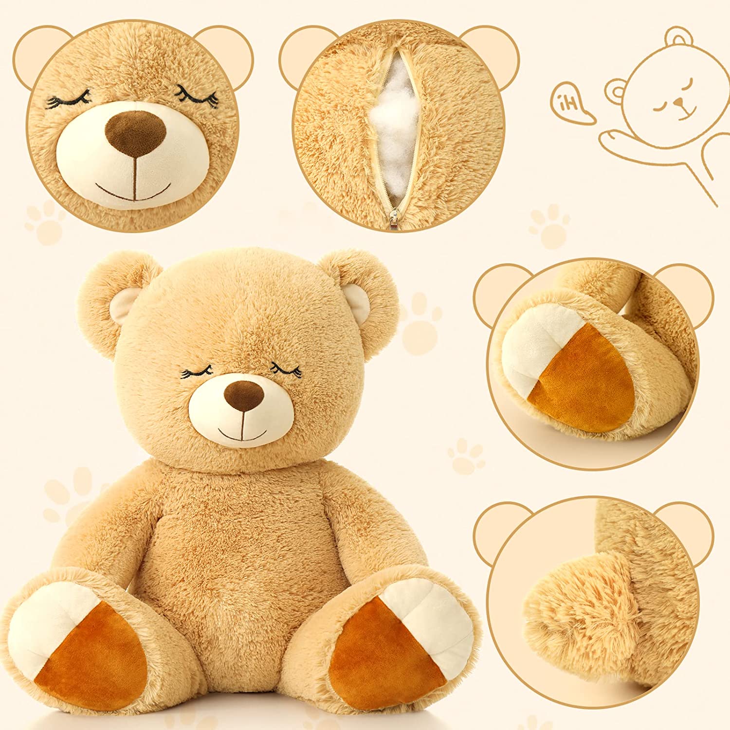 Teddy Bear Stuffed Animal, Pink/Brown, 23.6 Inches