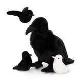 Realistic Crow Plush Toy Set with Three Squeaky Baby Crows