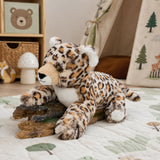 Leopard/Tiger with Cub Plush Toy Set Cuddly Animal Gift for Kids