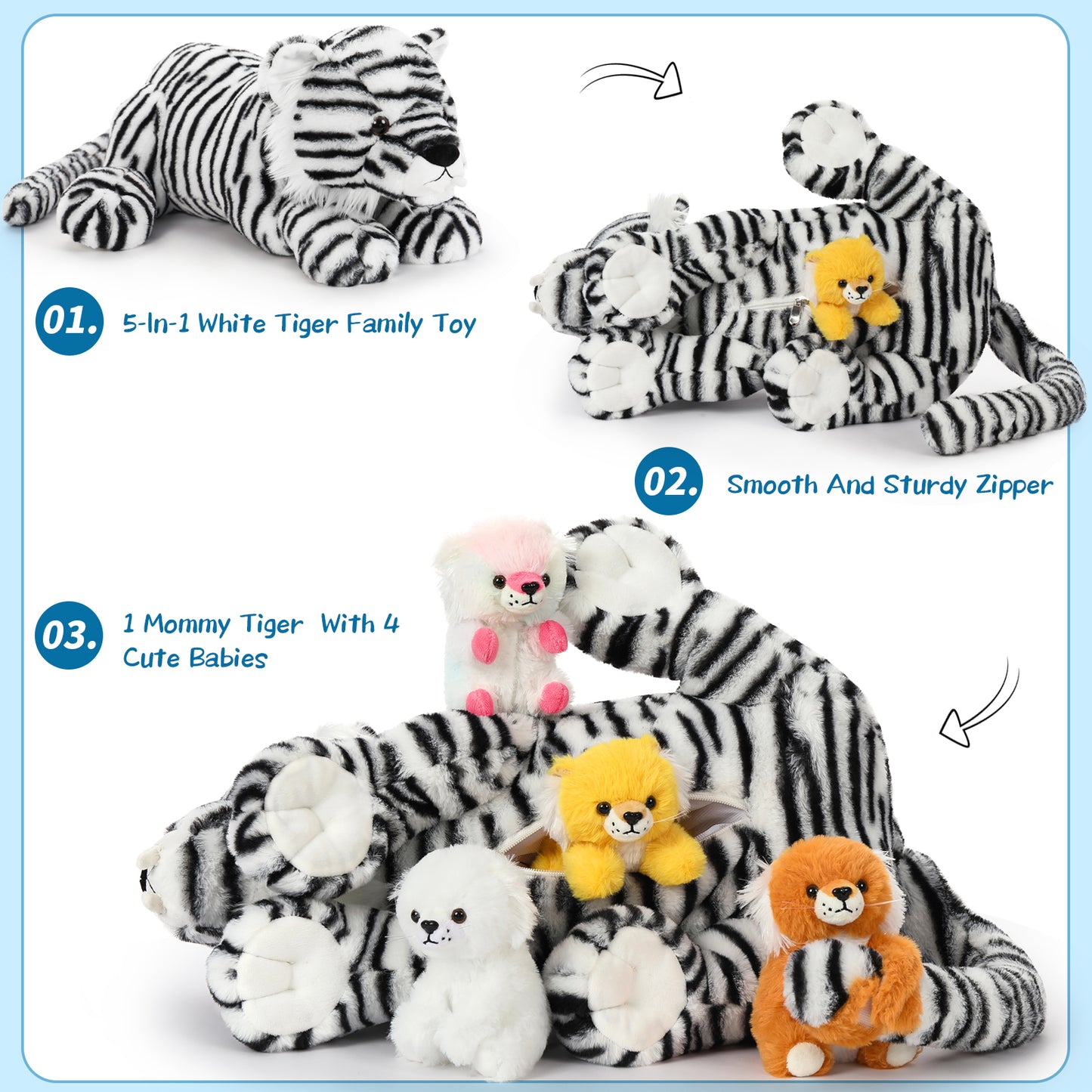 White Tiger Stuffed Animals Safari Plush Toys, 19.68 Inches