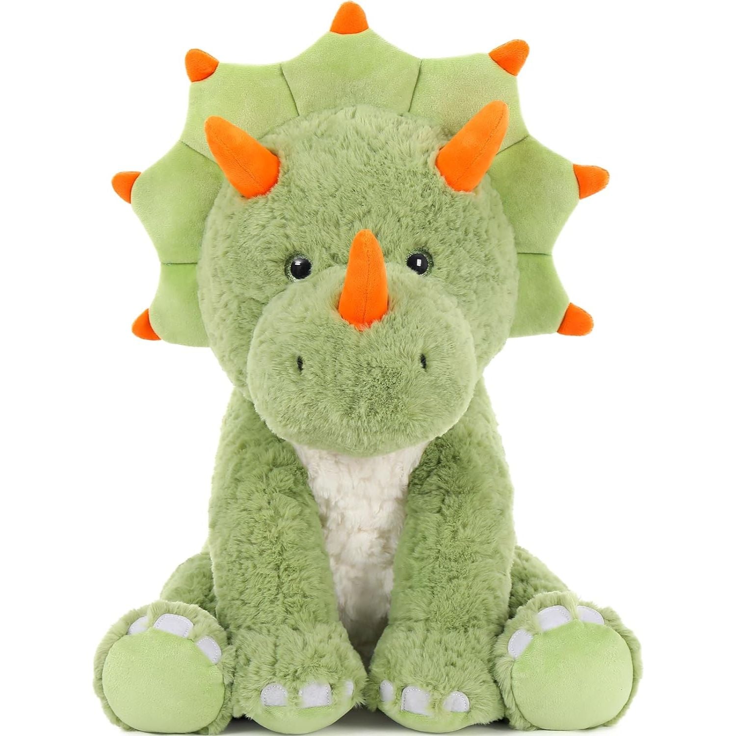 Triceratops Plush Toy Dino Stuffed Animals, Green/Pink, 23.6 Inches