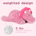 Triceratops Glow-in-the-dark Weighted Plush Toy, Pink, 31.5 Inches - MorisMos Stuffed Toys