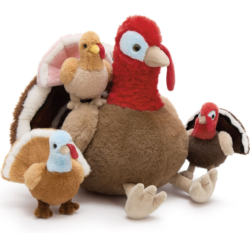 Turkey Plush Toys with Babies Inside the Belly, 14 Inches