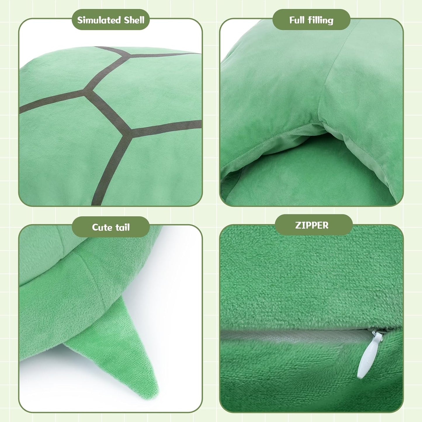 Turtle Shell Plush Pillows - Giant Cartoon Turtle Shell Cushion Pillows - Sea Turtle Shell Throw Pillows - Lifesize Turtle Shell Costume - Animal Turtle Plush Cushion Toy Dress Up for Teens Adults