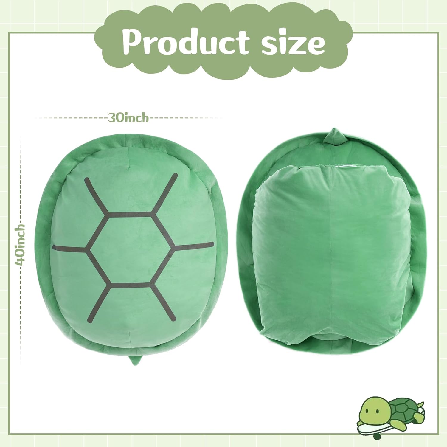 Turtle Shell Plush Pillows - Giant Cartoon Turtle Shell Cushion Pillows - Sea Turtle Shell Throw Pillows - Lifesize Turtle Shell Costume - Animal Turtle Plush Cushion Toy Dress Up for Teens Adults