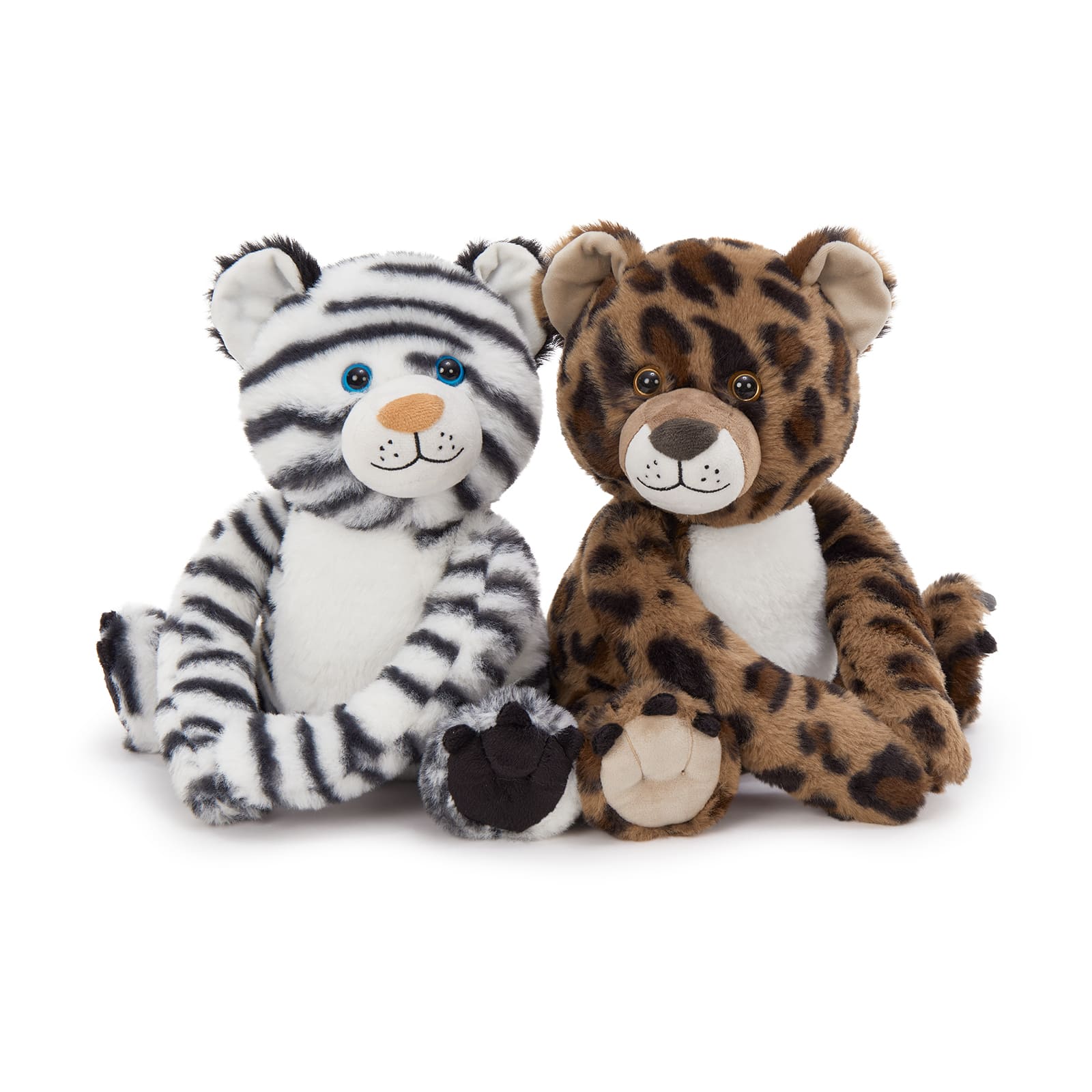 Two 12.2 Inch Hugging Stuffed Animals with Paw Hook and Loop