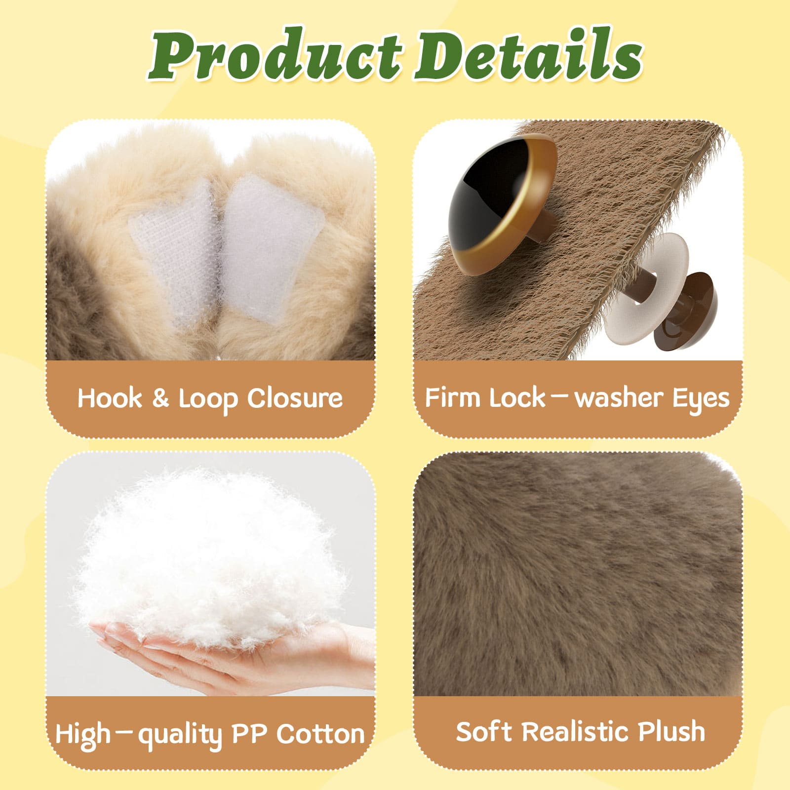 Two Hugging Stuffed Animals with Paw Hook and Loop, 12.2 Inches