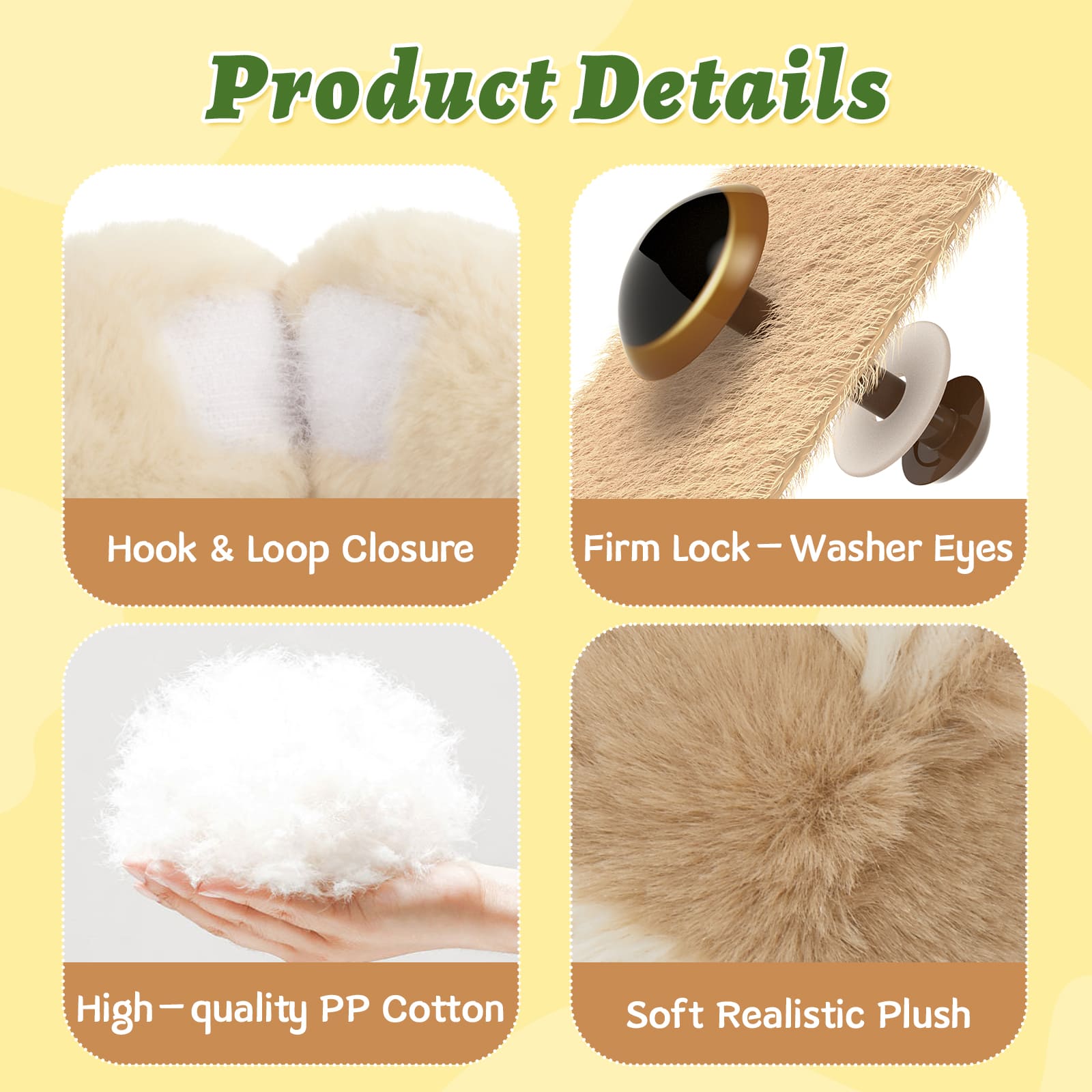 Two Hugging Stuffed Animals with Paw Hook and Loop, 12.2 Inches