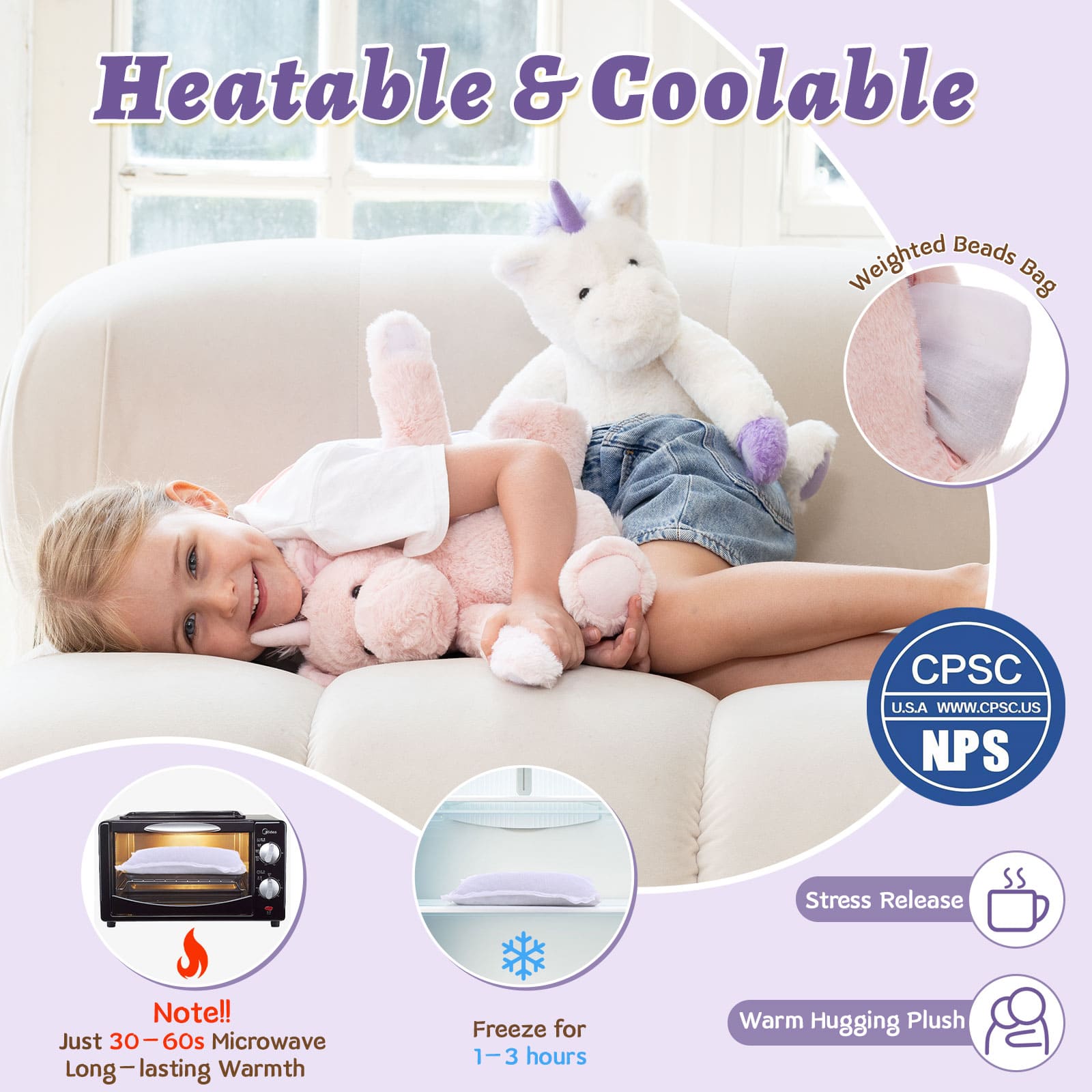 Two Hugging Stuffed Animals with Paw Hook and Loop, 12.2 Inches