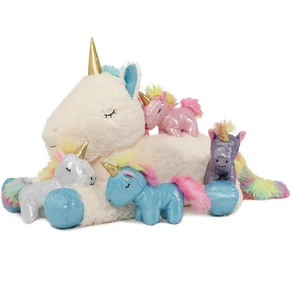 Unicorn Stuffed Animals - Big Unicorn Plush Toys for Children - Unicorn Cartoon Plush Pillows - Beige 24 Inches Unicorn Plushies - Stuffed Animal Babies with Their Mom - Stuffed Animals with Babies in the Belly - Birthday/Christmas/Valentine's Day Gift for Girls